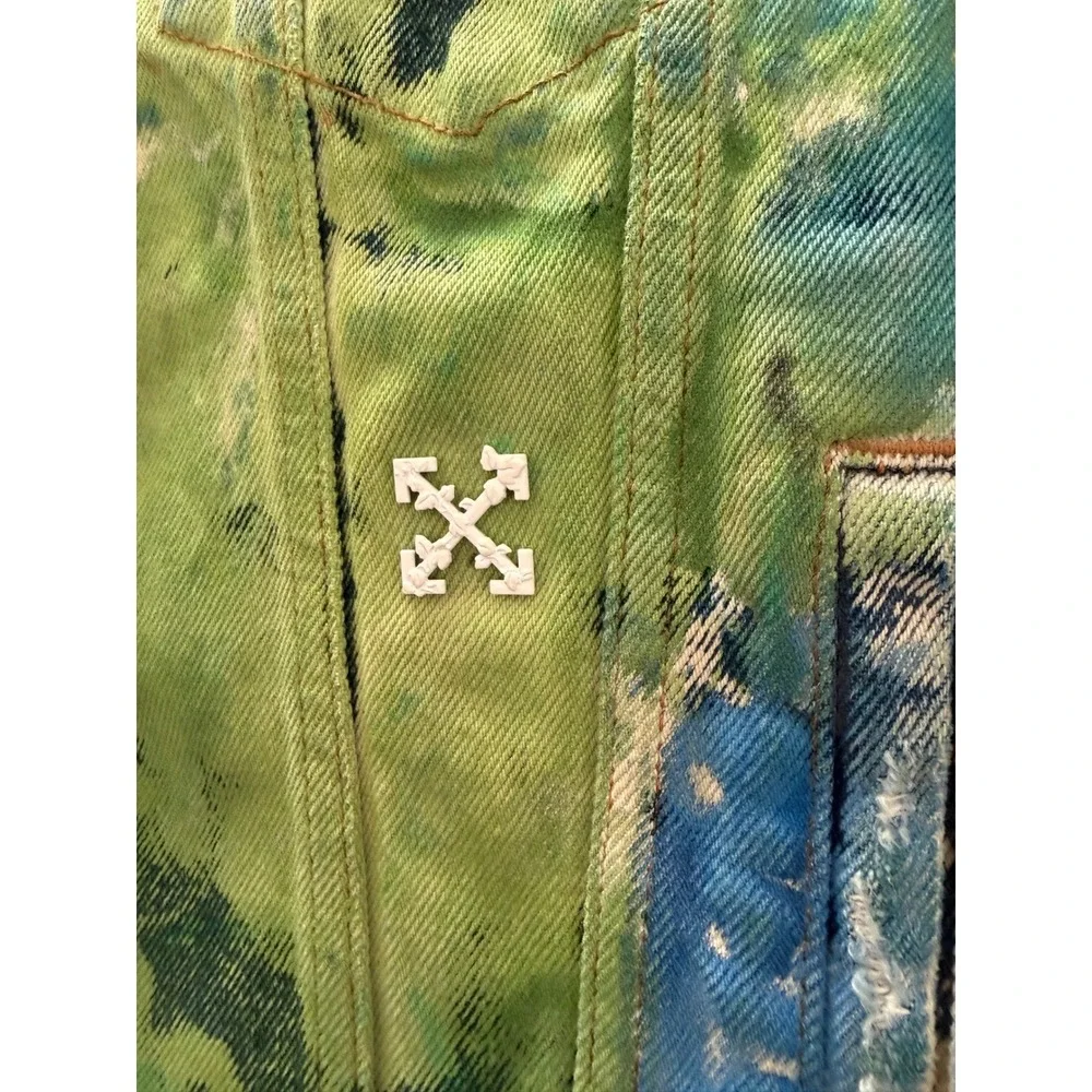 Off-White 2019 Multi-Color Tie-Dye Denim Jacket Virgil Abloh Mens‎ XL - Picture 7 of 16